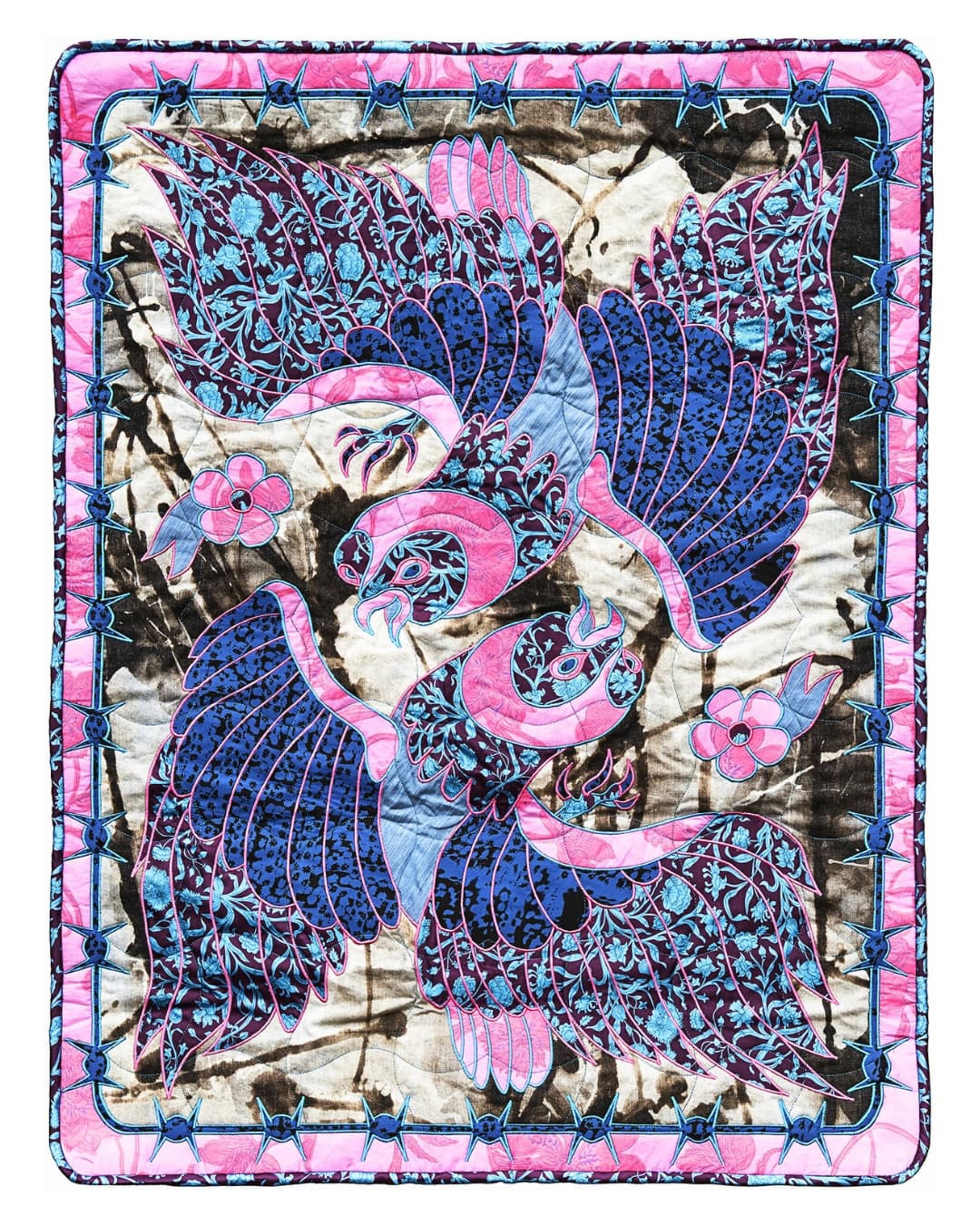 Ben Venom, Night Flyers, 2024. 99cm x 130cm (39" x 51"). Quilting, appliqué. Fabric.