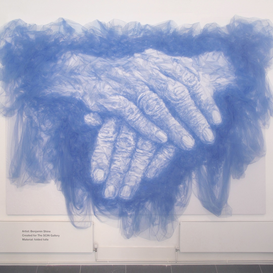 Benjamin Shine, Remembrance, 2012. 2.5m x 3.5m (8' x 11'). Textile sculpture. Tulle on canvas.