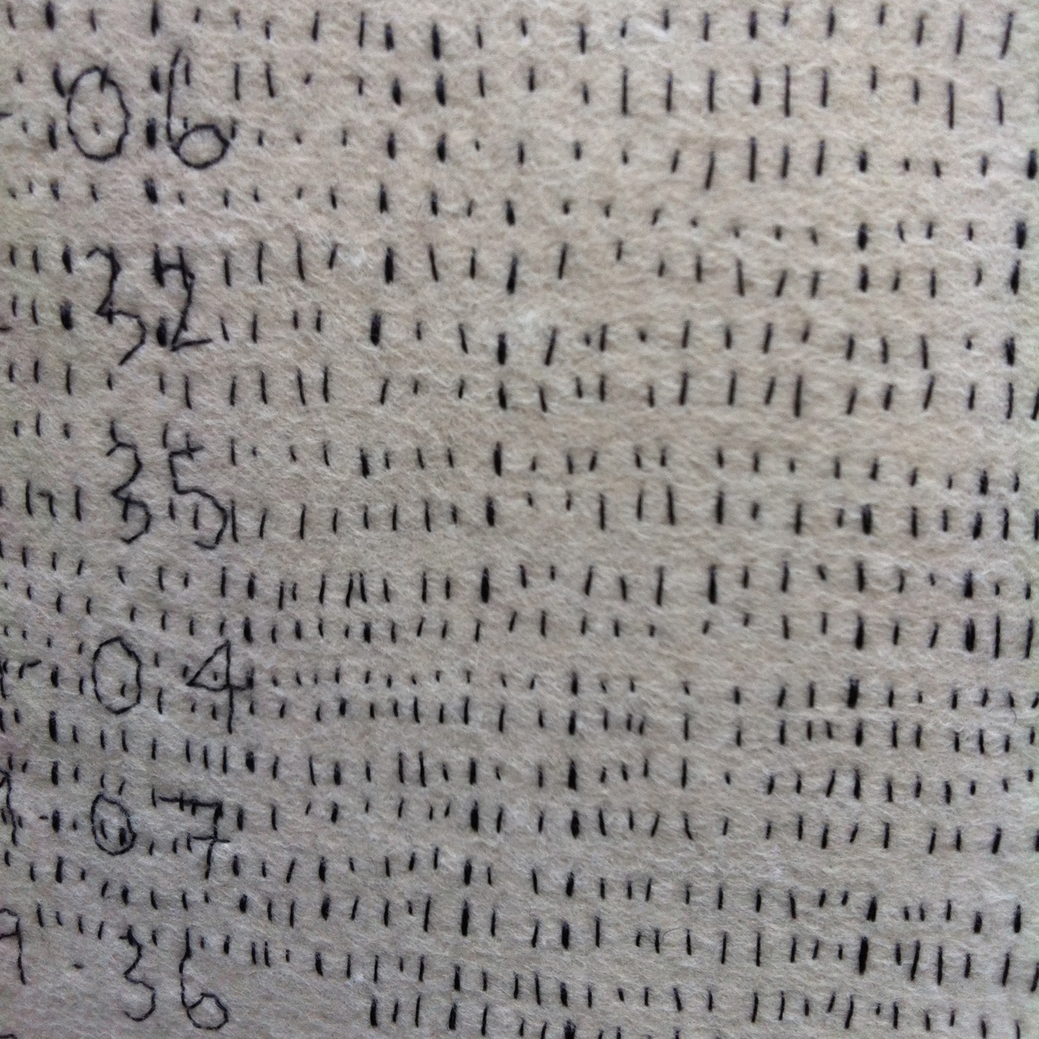 Vanessa Rolf, Sleep Diaries (detail), 2014. 16cm x 236cm, hand stitched wool felt, thread.