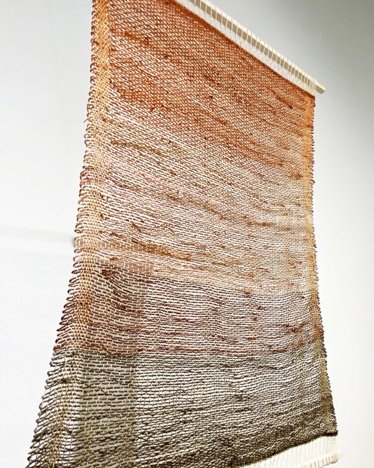 Pallavi Padukone, Spice Rack (detail), 2022. 48cm x 76cm (19" x 30"). Hand weaving. Clove, cardamom and turmeric scented cotton dyed with earth pigments.