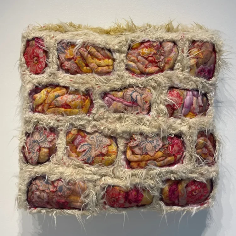Kelly Boehmer, Bricks, 2020. 61cm x 76cm (24" x 30"). Hand stitch. Fibres, canvas.