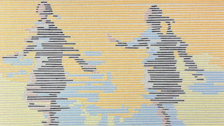 Pamela Campagna, w i n d 04 (detail), 2023. 51cm x 59cm (20" x 23"). Partition of cotton threads on canvas.