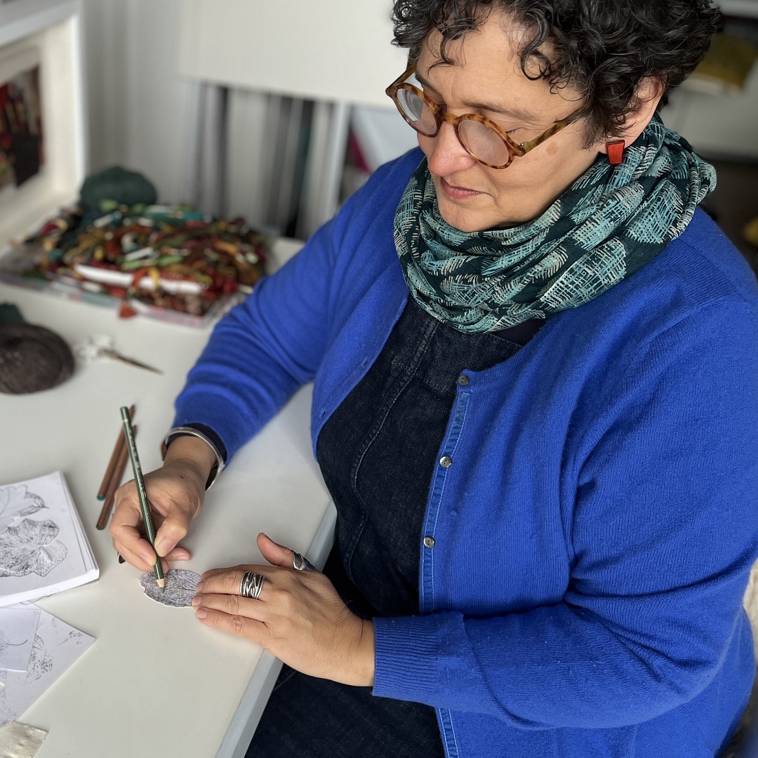 Sabine Kaner working in her studio. Photo: Jake Kaner.