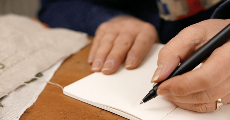 Sue Stone at work|Kirsty Whitlock: Losses (2009)|James Fox: Her Eyes|Alice Hume textile artist|Annie Chen textile artist|Sue Stone: 63