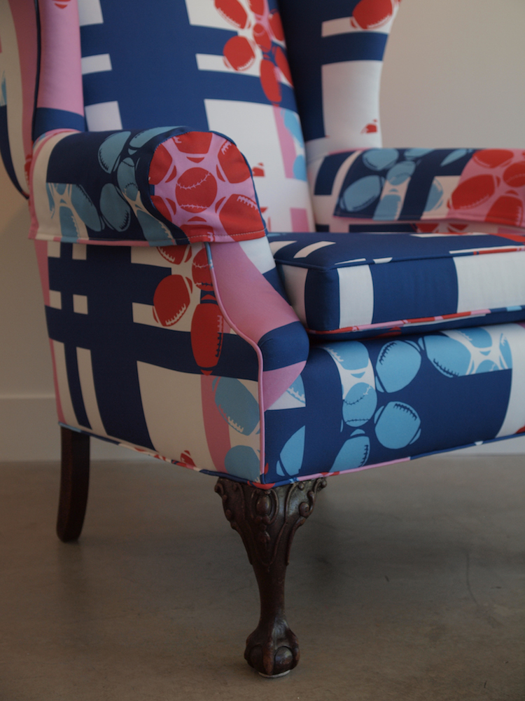 Bren Ahearn and Doug Brown, Armchair Quarterback (Detail), 2011, Digitally-Printed Cotton and Mixed Media, Photo by Kiny McCarrick