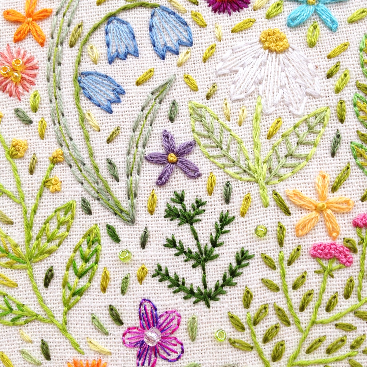 Chloe Redfern: Wildflowers (Detail), 2018, Hand embroidery with stranded cotton thread