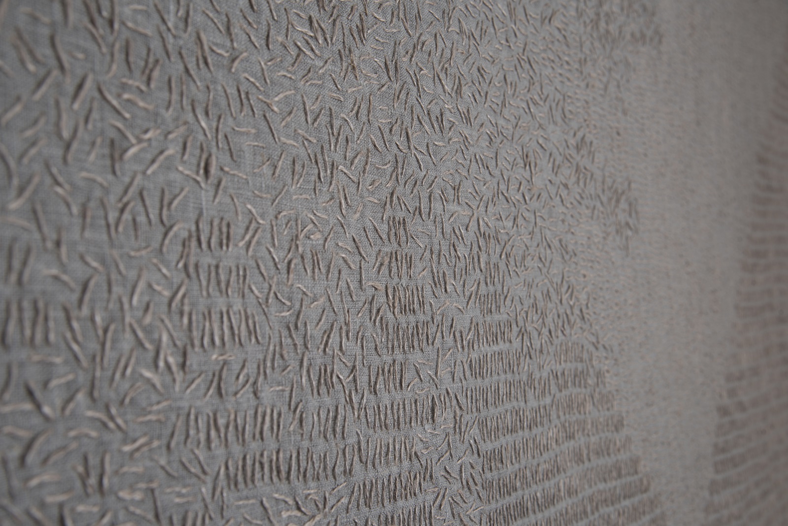 Claire Benn: 28 Days (Detail), 2013, Linen, hemp thread, hand stitch