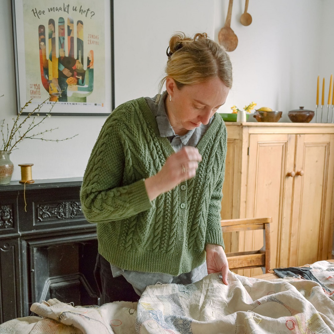 Claire Wellesley-Smith, working at home. Photo: Carolyn Mendelsohn.