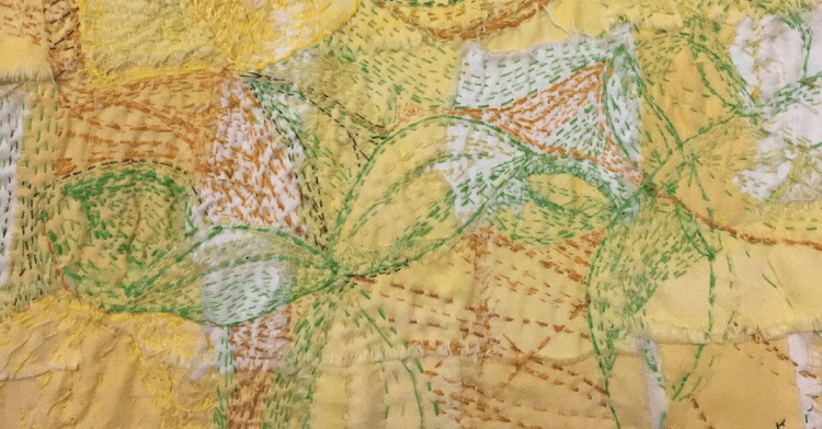 Textile art by Stitch Club member Debbie Greene in response to a workshop with Sue Stone|Clarissa Callesen