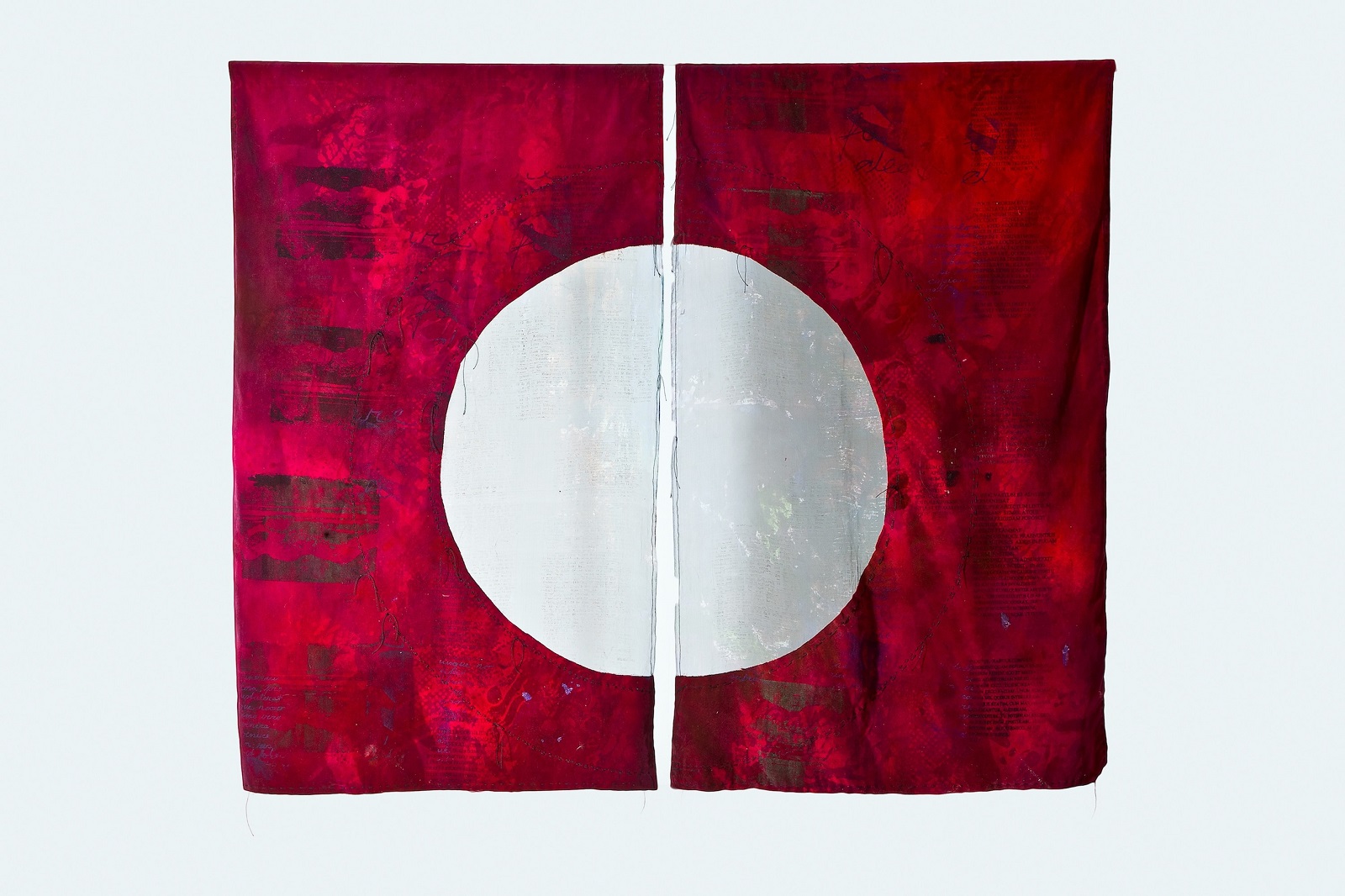 Els van Baarle: Japan, 2011, 140 x 150 cm, wax, dye on velvet, silk organza dyed and discharged, stitch. (Photo Credit: Joop van Houdt)