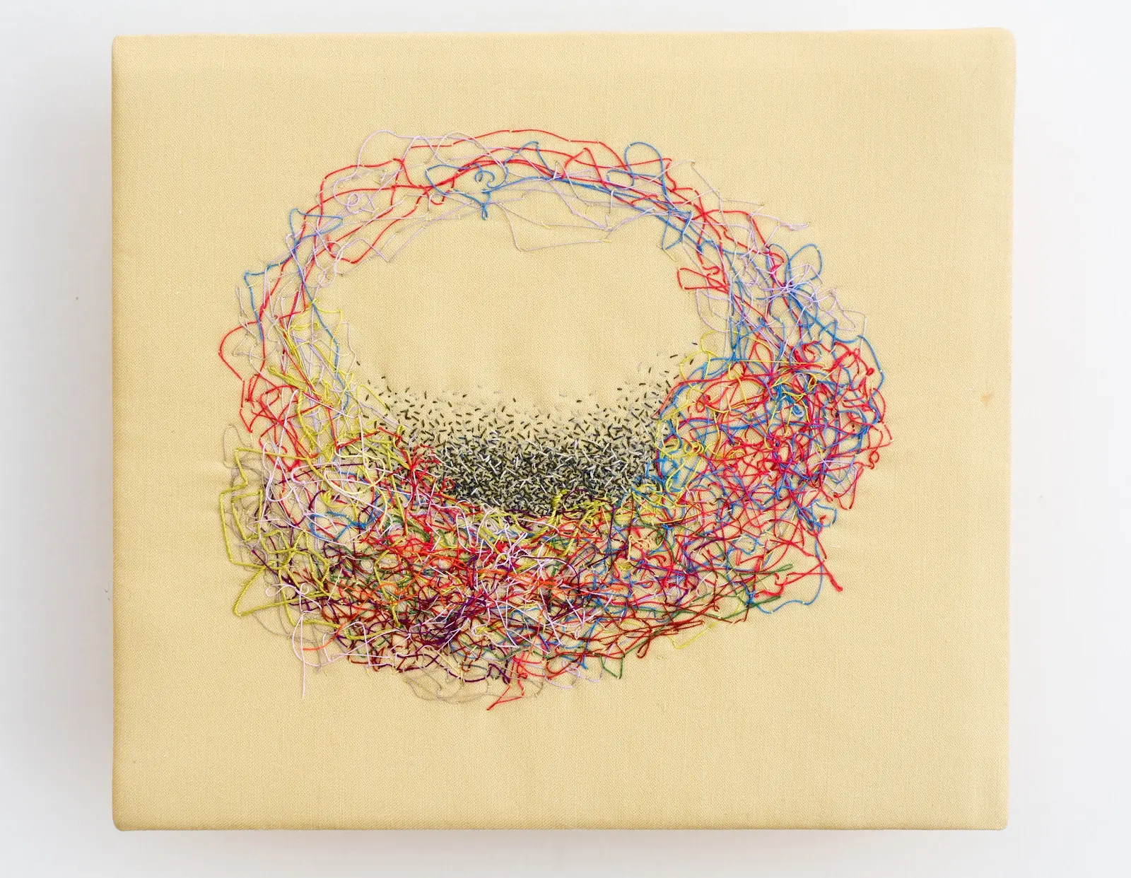 Emily Felderman, Nest, 2020. 36cm x 36cm (14" x 14"). Hand stitch. Cotton, felt, thread. Photography: Fucks & Kaspareck.