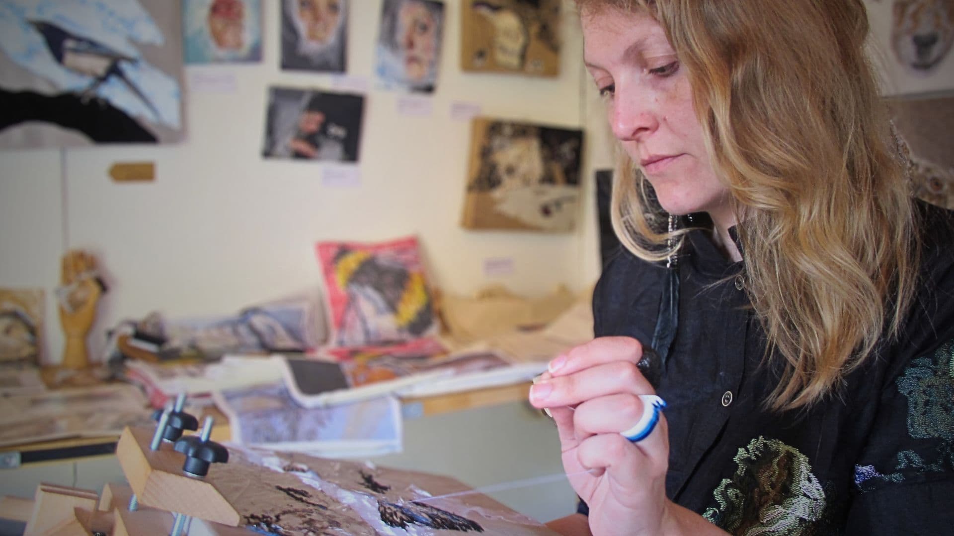 Emily Tull, at work in her home studio