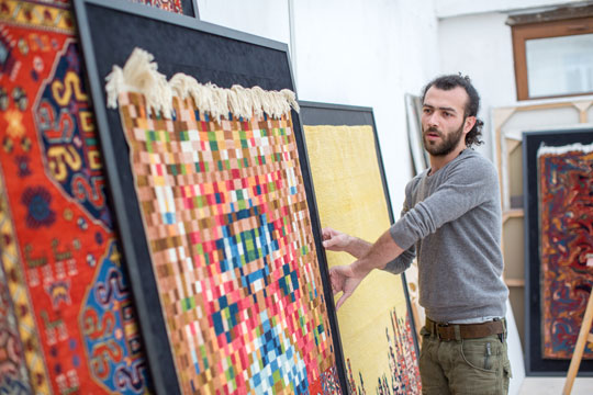 Faig Ahmed in his studio, Baku