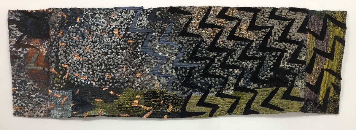 Hazel Bruce: Space/Pattern 3, 2018, Linen, silk, velvet, piecing, applique. Irish machine stitch and hand stitch