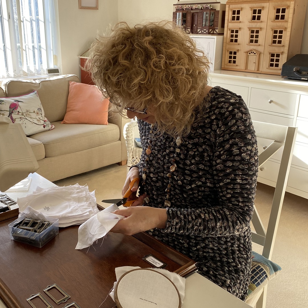 Caren Garfen, in her workroom. 