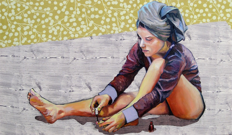 Kelly Kozma, Vixen, 2008, 35"h x 60"w, Oil & collage on fabric