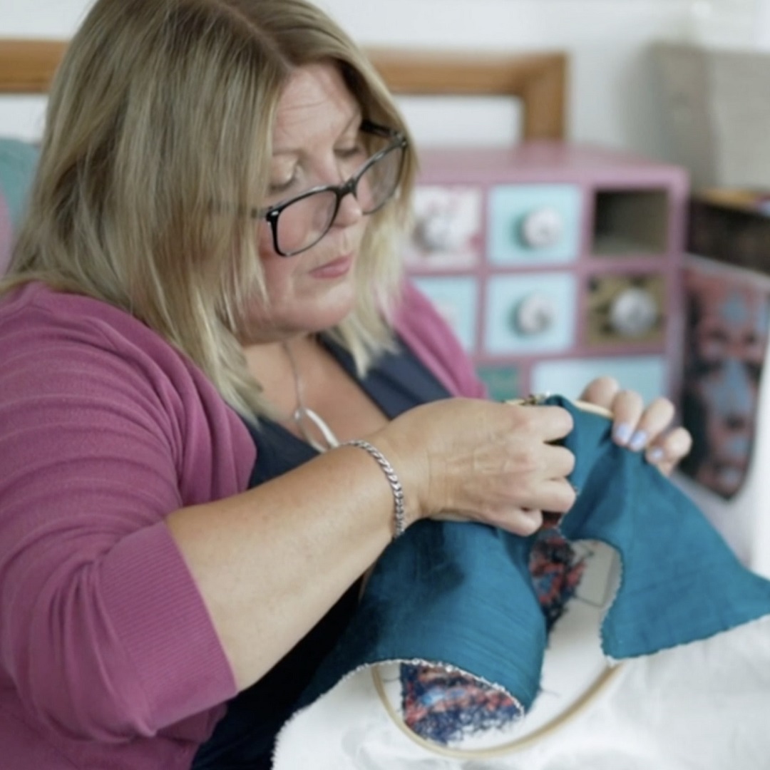 Claire Mort working in her studio.