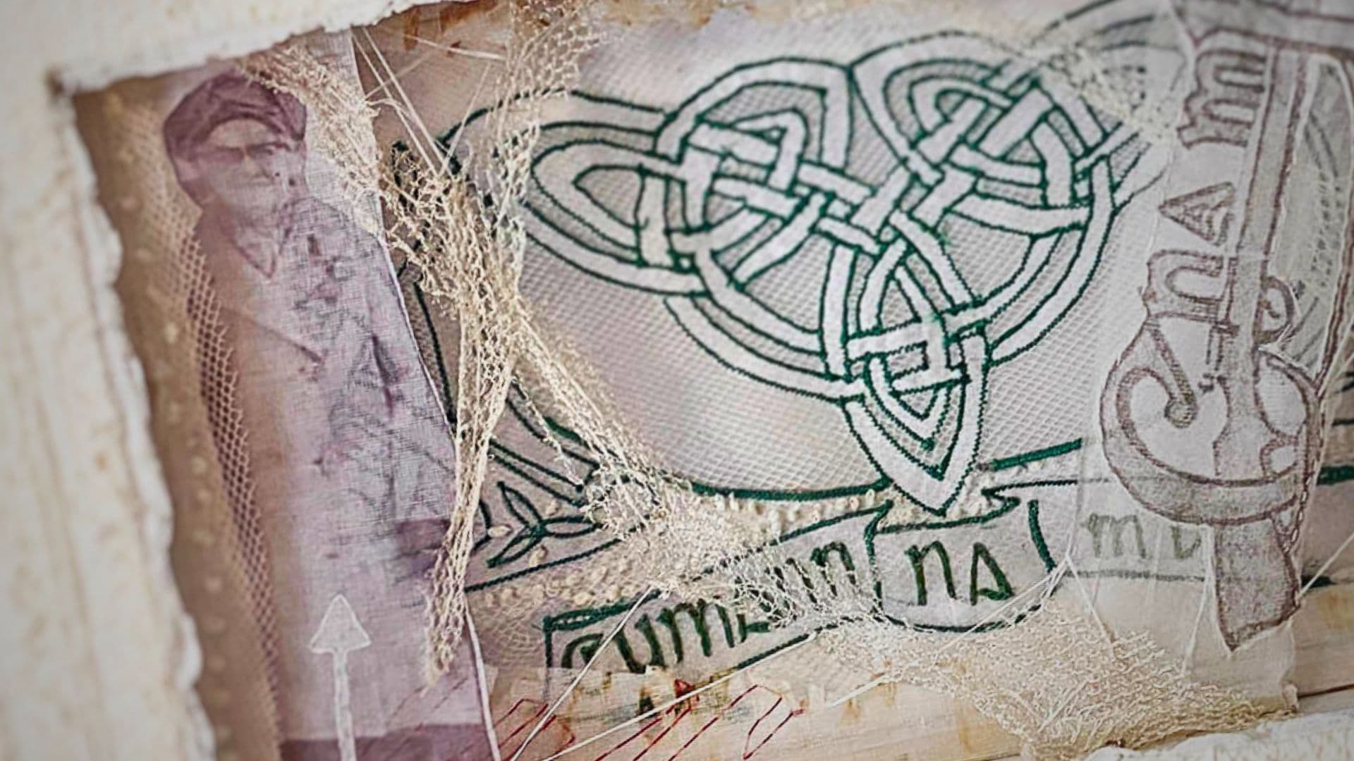 a piece of fabric with a celtic design