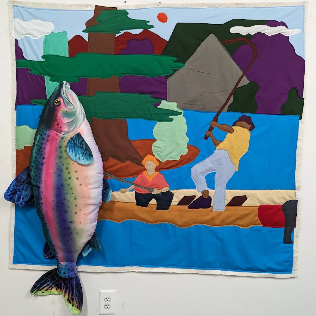 Michael C. Thorpe, work in progress, 2024. 102cm x 102cm (40" x 40"). Quilting. Soft sculpture, quilting cotton, batting, thread.