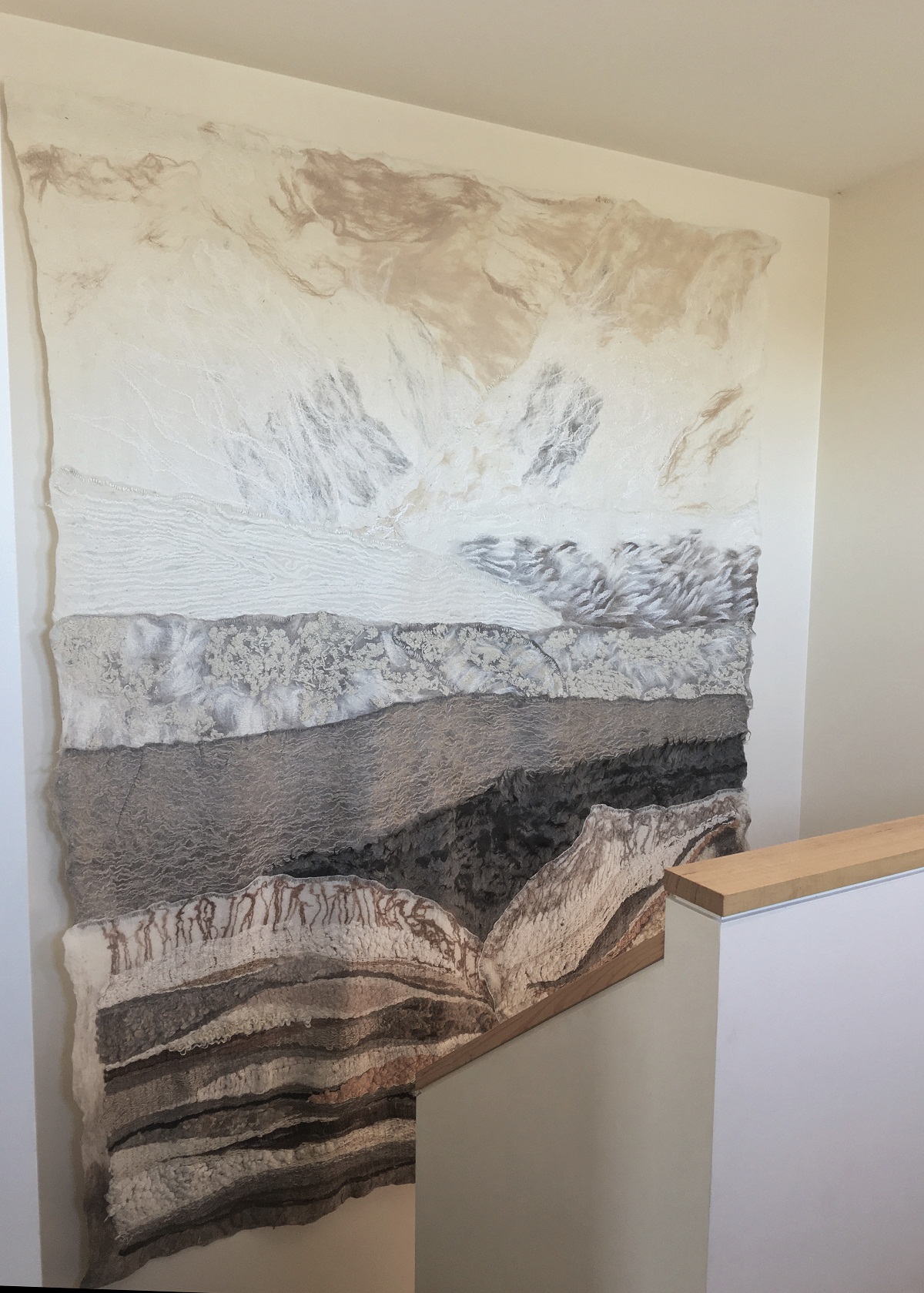 Zetta Kanta: Dunes, 2017, Wool, Silk, Cotton, Flax, Bamboo. Felted. Hand spun yarn embroidery