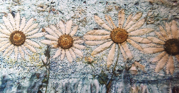 Caroline Hyde-Brown: Shasta Daisy on kozo paper & fibres