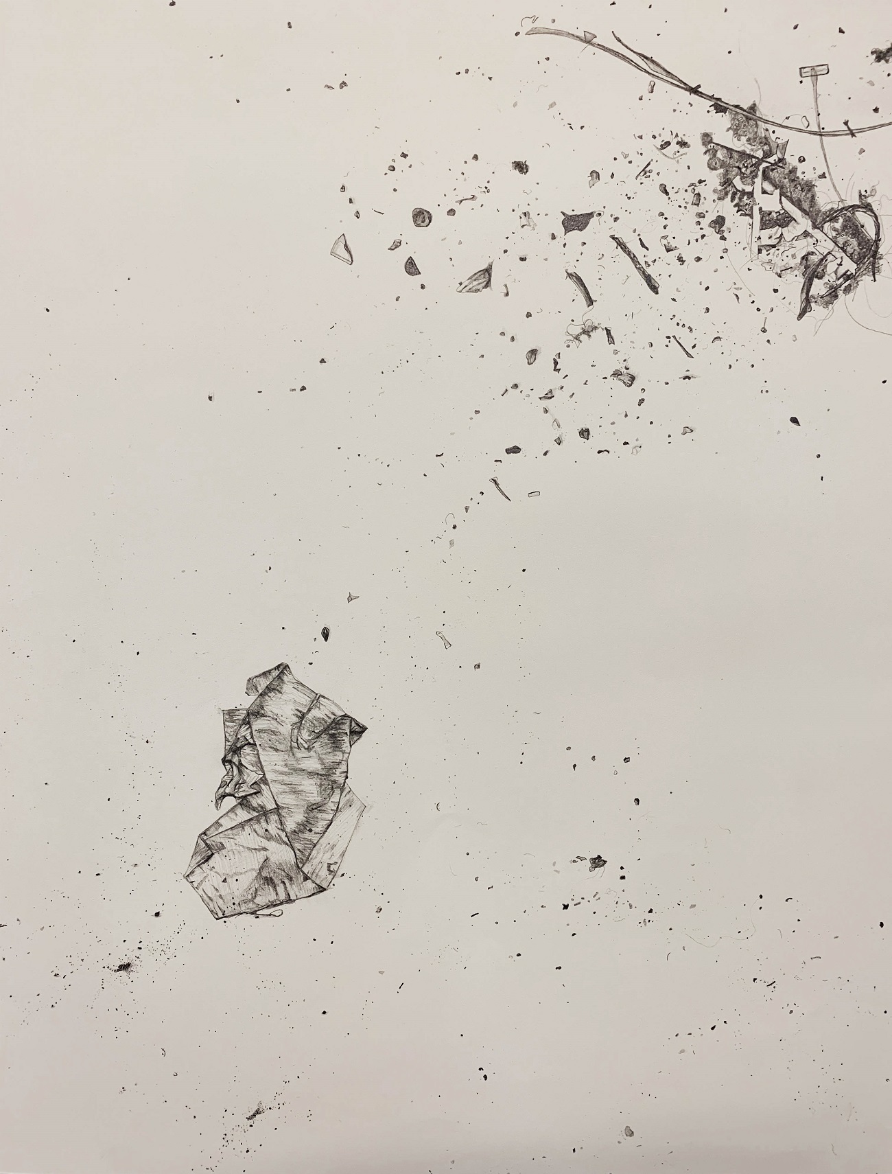 Joetta Maue: Streamer #2, from the sweeping series, 2019, 20 x 24in, graphite drawing